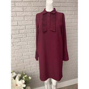 Vanessa Zani Women Long Sleeve Pleated Cuffs & Front Shift Dress Size S